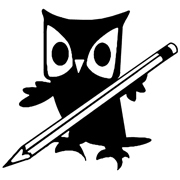 owl holding pencil