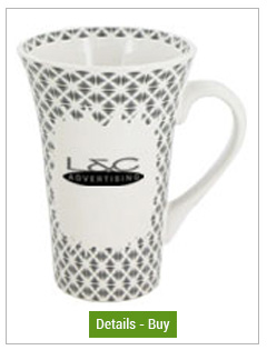 CLOSEOUT - 12 oz glossy funnel latte mug - white energizedCLOSEOUT - 12 oz glossy funnel latte mug - white energized