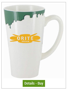CLOSEOUT - 16 oz cody funnel mug -white with green drip accentCLOSEOUT - 16 oz cody funnel mug -white with green drip accent