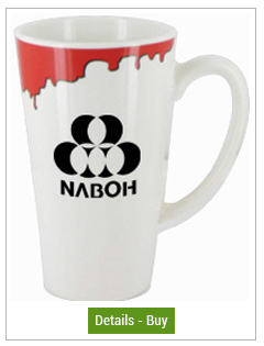 CLOSEOUT - 16 oz cody funnel mug - white with red drip accentCLOSEOUT - 16 oz cody funnel mug - white with red drip accent