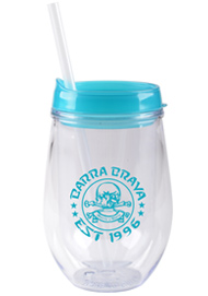 10 oz stemless double wall cup with lid and straw - Aqua10 oz stemless double wall cup with lid and straw - Aqua