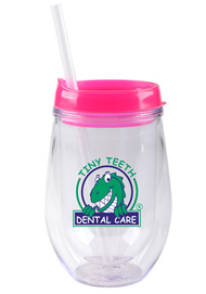 10 oz stemless double wall cup with lid and straw - Magenta10 oz stemless double wall cup with lid and straw - Magenta