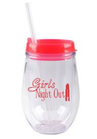 10 oz stemless double wall cup with lid and straw - Red10 oz stemless double wall cup with lid and straw - Red