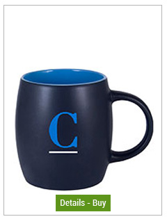 CLOSEOUT - 14 oz Robusto Mug Matte Black Out/Gloss Sky Blue InCLOSEOUT - 14 oz Robusto Mug Matte Black Out/Gloss Sky Blue In