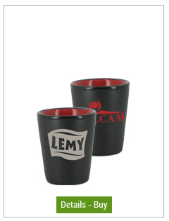 1.5 oz ceramic shot glass - matte black out/gloss Red in1.5 oz ceramic shot glass - matte black out/gloss Red in