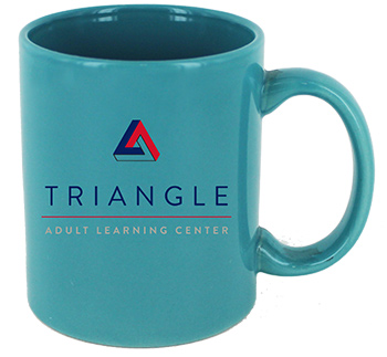 CLOSEOUT - 11 oz Teal C-Handle Ceramic Coffee Mug