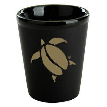 1.5 oz Gloss Black In and Matte Black Out Ceramic Wedding Shot