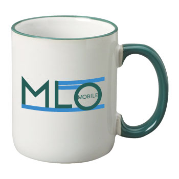 CLOSEOUT - 11 oz halo ceramic coffee mug - green
