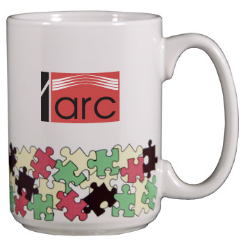 CLOSEOUT - 15 oz el grande promo designer mug - brown puzzle