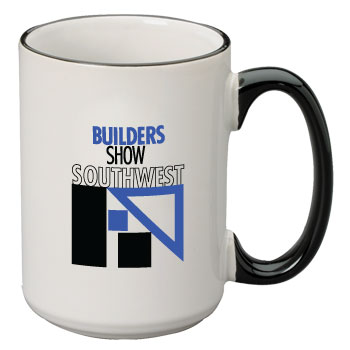 15 oz large halo ceramic mug - black handle