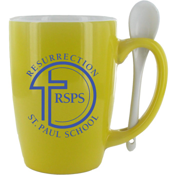 CLOSEOUT - 16 oz. Yellow Ursa Endeavour Spoon Mug/White Spoon