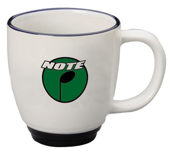 14 oz halo promotional bistro white body mug - cobalt trim