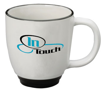 14 oz halo bistro white body mug - black trim