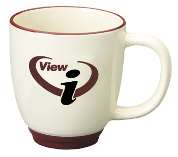 14 oz halo promotional bistro beige body mug - maroon