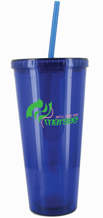 24 oz Royal Blue journey travel cup with lid and straw