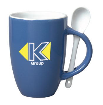 12 oz spoon mug coffee mug w/spoon - celestial blue