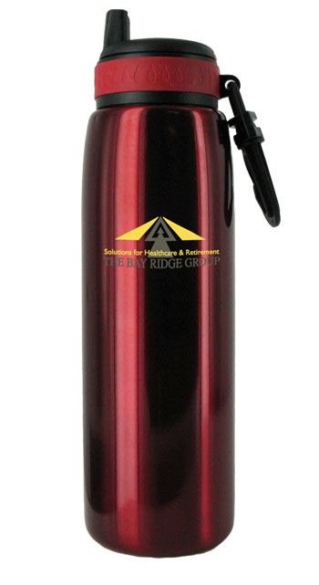 CLOSEOUT - 26 oz red quench stainless steel sports bottle