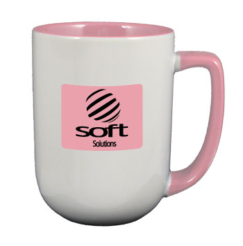 17 oz bakersfield tailor made two tone coffee mugs - pink