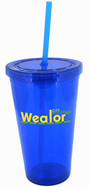 16 oz royal blue journey travel cup with lid and straw