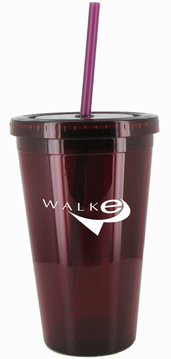 16 oz Maroon Journey travel cup with straw