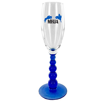 CLOSEOUT - 5.75 oz Metropolis Blue Stem Flute Toasting Glass