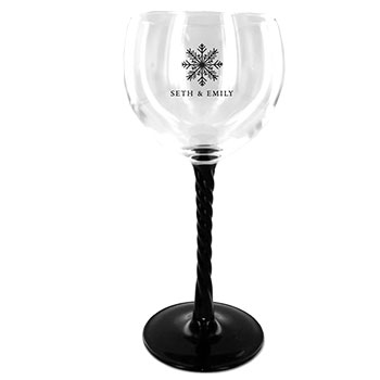 CLOSEOUT - 13 oz Angelique Balloon Black Stem Wine Glass