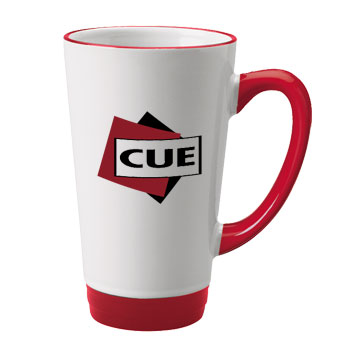 CLOSEOUT - 16 oz halo funnel latte mug - red