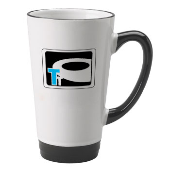 CLOSEOUT - 16 oz halo funnel latte mug - black