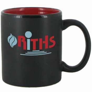 11 oz Hilo Two Tone Matte Finish Black Out/Red In C-Handle Mug