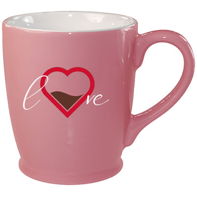 16 oz glossy kinzua coffee mugs - pink out/white in