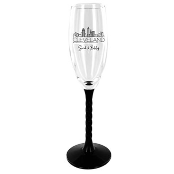 CLOSEOUT - 6 oz Revolution Black Stem Flute Toasting Glass