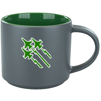 16 oz Satin Finish Grey Out/Green Gloss In Norwich Stacking Mug