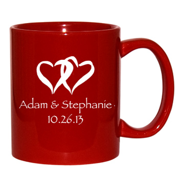 11 oz personalized coffee mug - vibrant red