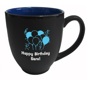 15 oz Custom matte black out blue in hilo bistro coffee mugs