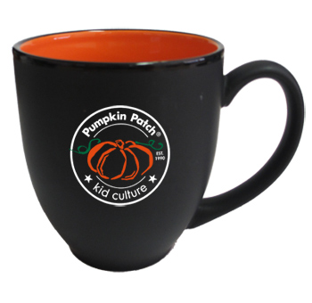 15 oz matte custom designed black out orange in hilo bistro mugs