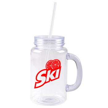 Custom Clear Mason Jars 20oz with lid and straw - FREE SHIP
