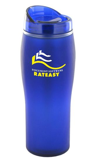 14 oz optima matte surface travel mug - blue