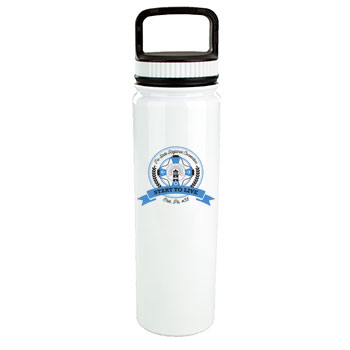 CLOSEOUT - 700 ML White Eugene Vacuum Insulated Water Bottle