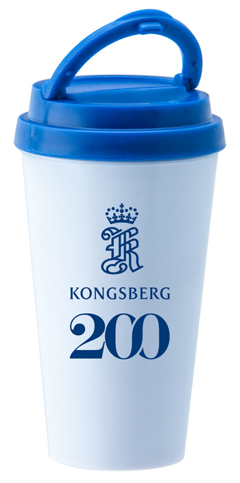 14 oz. Double Wall Sedici travel mug w/blue lid