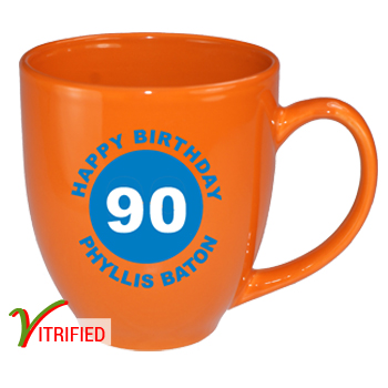 15 oz glossy vitrified bistro coffee mugs - california orange