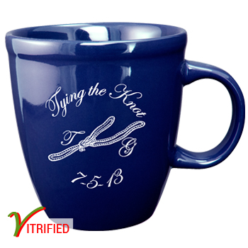 CLOSEOUT - 17 oz glossy vitrified mocha coffee mug - cobalt blue