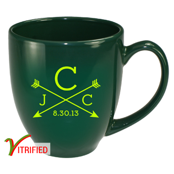 15 oz glossy vitrified bistro coffee mugs - Hunter Green