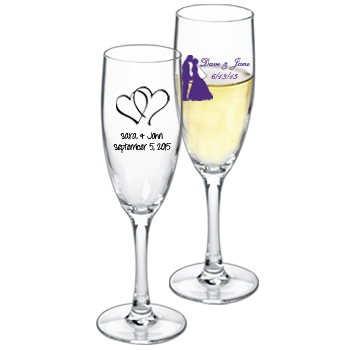 8 oz connoisseur printed wedding champagne glass (45520-fd4)