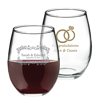 9 oz perfection stemless wedding wine glass (8832-fd4)