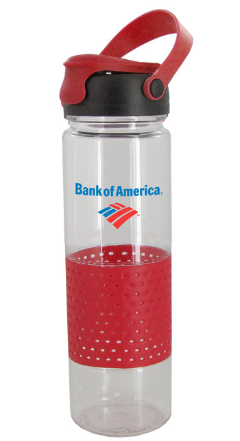 CLOSEOUT - 24 oz Red Sport w/Rubber Perforated Sleeve - BPA Free