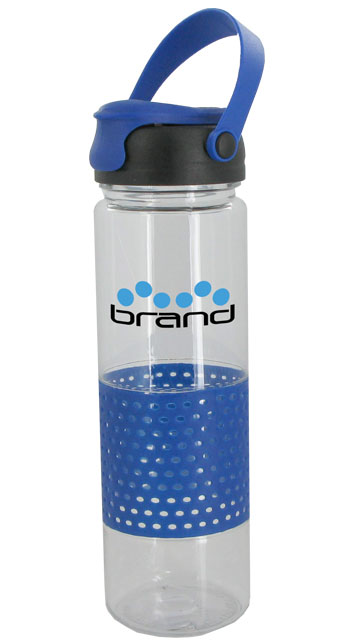 CLOSEOUT -24 oz Blue Sport w/Rubber Perforated Sleeve - BPA Free