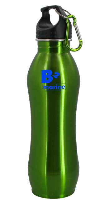 CLOSEOUT - 24 oz Green Summit Stainless Steel Bottle w/Carabiner