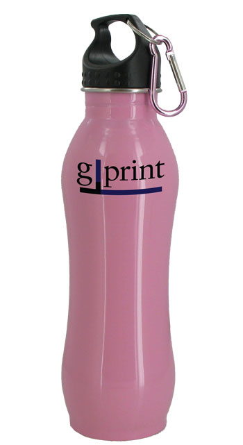 CLOSEOUT - 24 oz Pink Summit Stainless Steel Bottle w/Carabiner