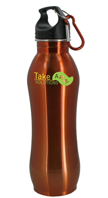 CLOSEOUT - 24 oz Amber Summit Stainless Steel Bottle w/Carabiner