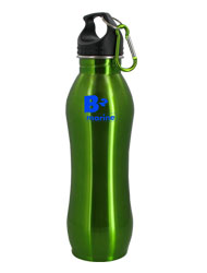 CLOSEOUT - 24 oz Green Summit Stainless Steel Bottle w/CarabinerCLOSEOUT - 24 oz Green Summit Stainless Steel Bottle w/Carabiner